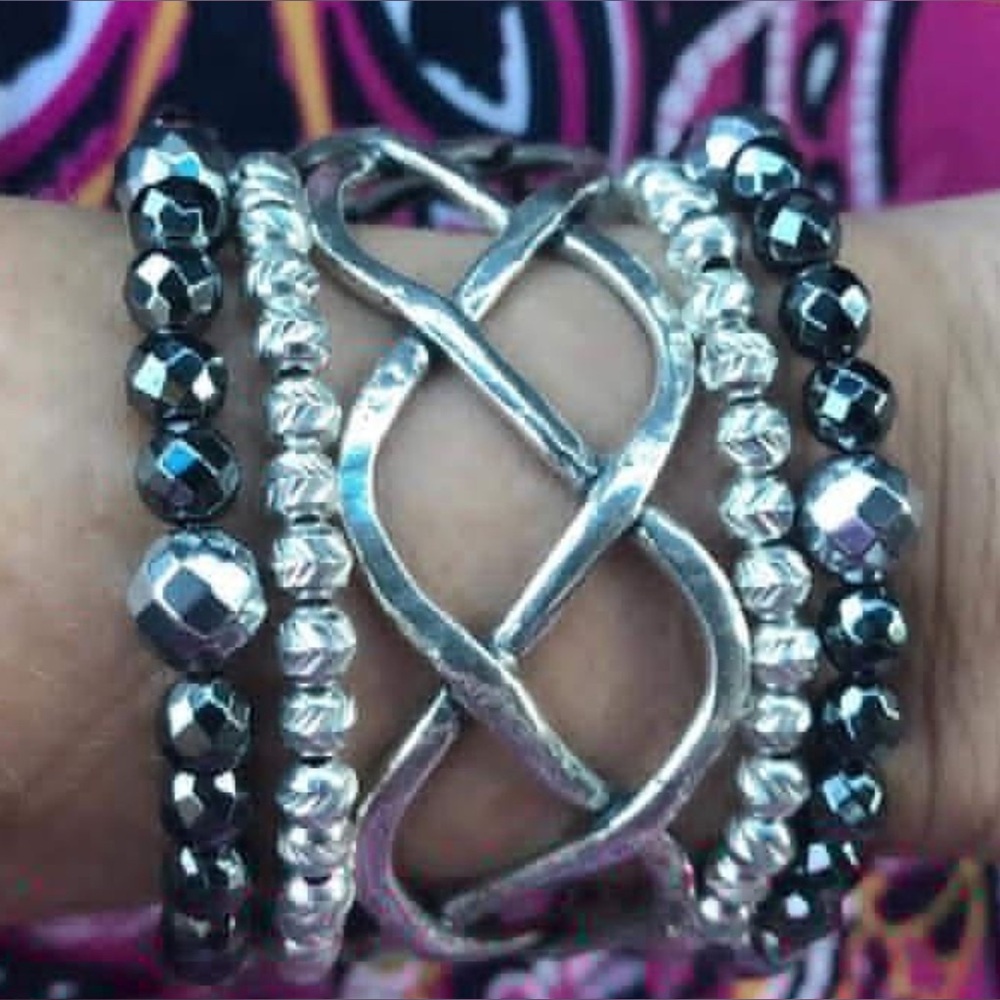 925 Ss Large Openwork Solid Cuff - image 1